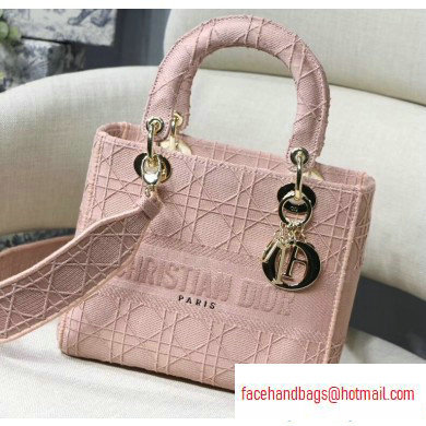 Lady Dior Medium Bag in Embroidered Canvas Pink 2020 - Click Image to Close