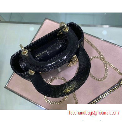 Lady Dior Mini Bag with Chain in Python Black