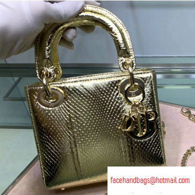 Lady Dior Mini Bag with Chain in Python Gold
