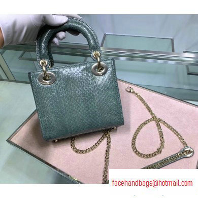 Lady Dior Mini Bag with Chain in Python Mint Green - Click Image to Close