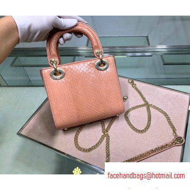 Lady Dior Mini Bag with Chain in Python Nude Pink