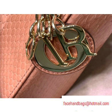 Lady Dior Mini Bag with Chain in Python Nude Pink