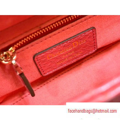Lady Dior Mini Bag with Chain in Python Peach Red