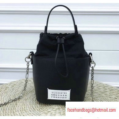 Maison Margiela Textured Leather 5AC Bucket Bag Black - Click Image to Close