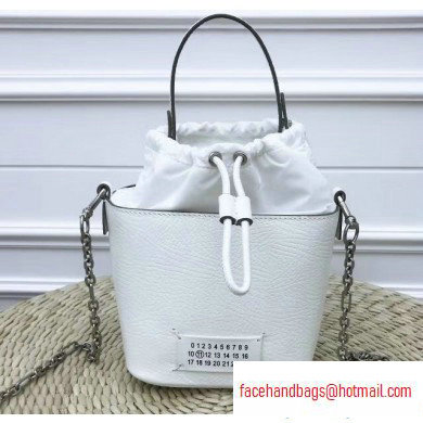 Maison Margiela Textured Leather 5AC Bucket Bag White