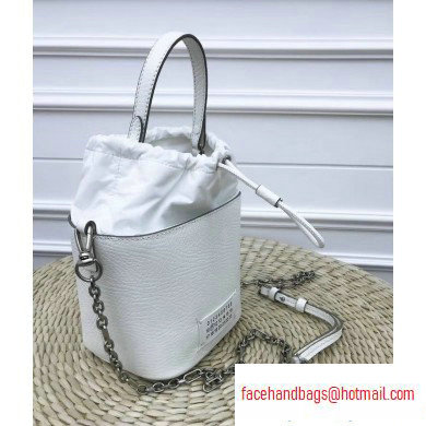 Maison Margiela Textured Leather 5AC Bucket Bag White - Click Image to Close