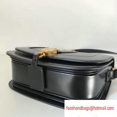 Valentino Small VLocker Leather Saddle Bag Black 2020