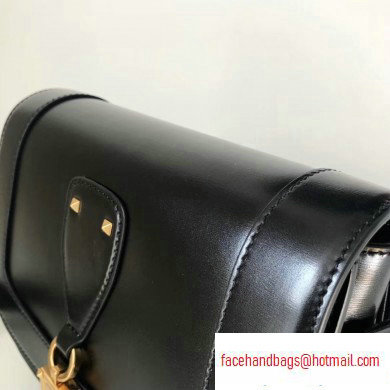 Valentino Small VLocker Leather Saddle Bag Black 2020 - Click Image to Close