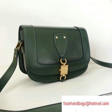 Valentino Small VLocker Leather Saddle Bag Green 2020