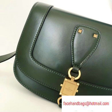 Valentino Small VLocker Leather Saddle Bag Green 2020