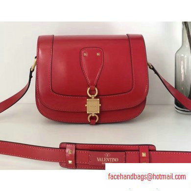 Valentino Small VLocker Leather Saddle Bag Red 2020 - Click Image to Close