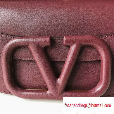 Valentino Supervee Calfskin Crossbody Large Bag Burgundy 2020 - Click Image to Close