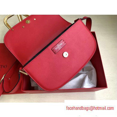 Valentino Supervee Calfskin Crossbody Large Bag Red/Gold 2020 - Click Image to Close