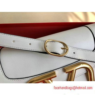 Valentino Supervee Calfskin Crossbody Large Bag White/Gold 2020 - Click Image to Close