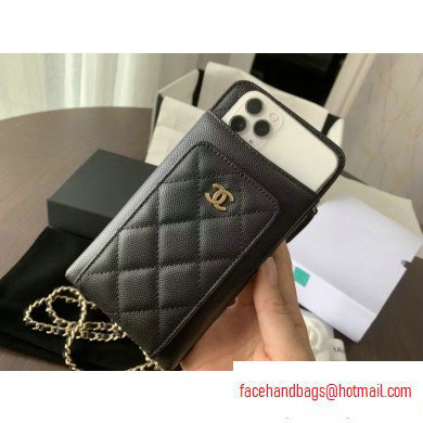 chanel caviar leather classic clutch with chain black with golden hardware 2020