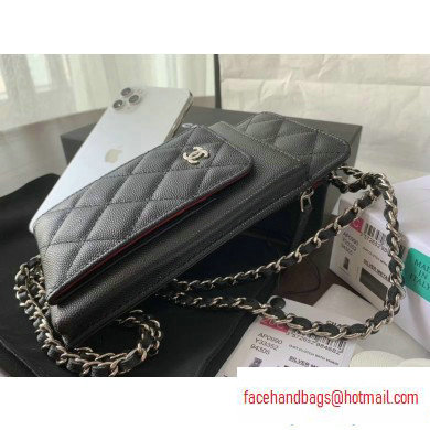 chanel caviar leather classic clutch with chain black with silver hardware 2020 - Click Image to Close