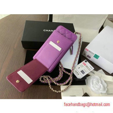chanel caviar leather classic clutch with chain purple with golden hardware 2020 - Click Image to Close