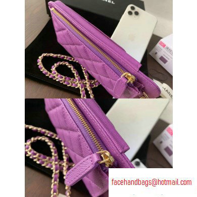 chanel caviar leather classic clutch with chain purple with golden hardware 2020 - Click Image to Close