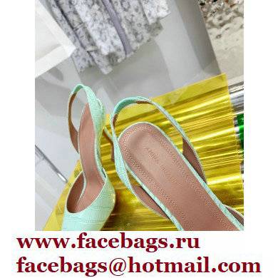 Amina Muaddi Heel 9.5cm Holli Croc Embossed Slingback Pumps 05 2021 - Click Image to Close