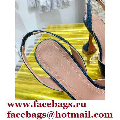 Amina Muaddi Heel 9.5cm Holli Croc Embossed Slingback Pumps 08 2021 - Click Image to Close