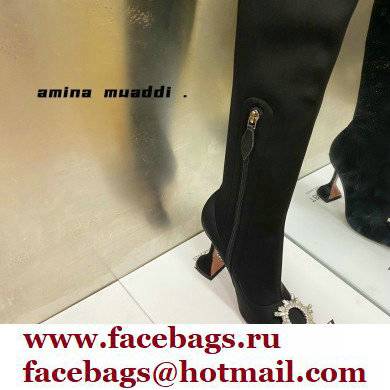 Amina Muaddi Heel 9.5cm Leather Thigh-High Begum Boots Black 2021