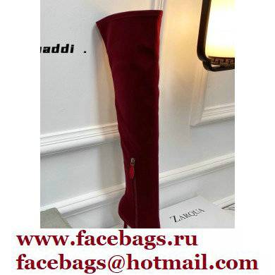 Amina Muaddi Heel 9.5cm Leather Thigh-High Begum Boots Dark Red 2021