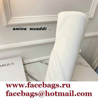 Amina Muaddi Heel 9.5cm Leather Thigh-High Begum Boots White 2021