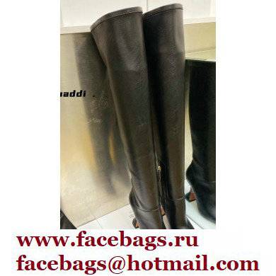 Amina Muaddi Heel 9.5cm Leather Thigh-High Boots Black 2021