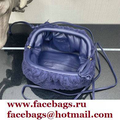Bottega Veneta Cotton Sponge Clutch with Strap Mini Pouch Bag Dark Blue 2021