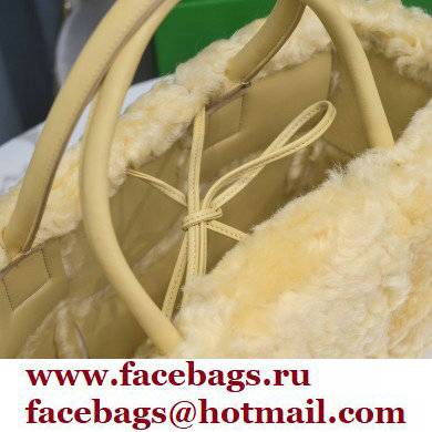 Bottega Veneta Intrecciato Shearling Arco Tote Bag Apricot 2021