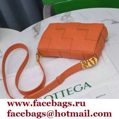 Bottega Veneta Intreccio Cassette Cross-body Bag Grained Leather Orange 2021