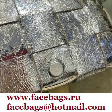 Bottega Veneta Intreccio Cassette Cross-body Bag Textured Leather Silver 2021
