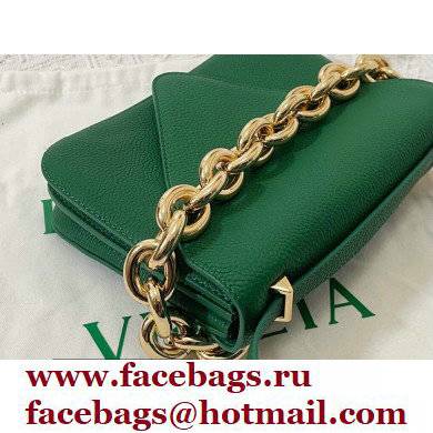 Bottega Veneta Mount Small Leather Envelope Bag Grained Green 2021 - Click Image to Close