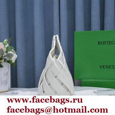 Bottega Veneta Point Intrecciato Leather Top Handle Medium Basket Bag White 2021 - Click Image to Close