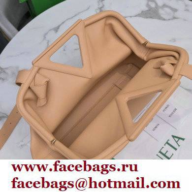 Bottega Veneta Point Leather Top Handle Medium Bag Apricot 2021 - Click Image to Close