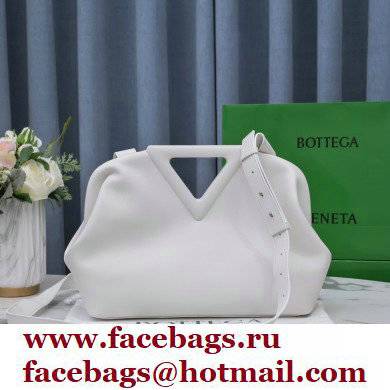 Bottega Veneta Point Leather Top Handle Medium Bag White 2021 - Click Image to Close