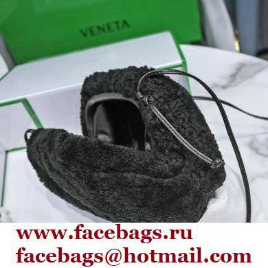 Bottega Veneta Shearling Clutch with Strap Mini Pouch Bag Black 2021