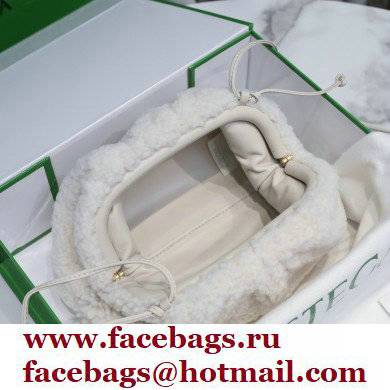 Bottega Veneta Shearling Clutch with Strap Mini Pouch Bag White 2021 - Click Image to Close