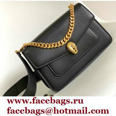 Bvlgari Serpenti Forever Crossbody Bag 25cm with Detachable Shoulder Strap Black/Gold 2021 - Click Image to Close