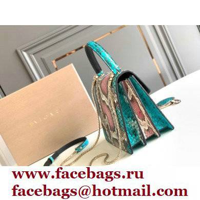 Bvlgari Serpenti Forever Top Handle Crossbody Bag 18cm Karung Leather Snake Green 2021 - Click Image to Close