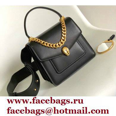Bvlgari Serpenti Forever Top Handle Crossbody Bag 18cm with Detachable Shoulder Strap Black/Gold 2021 - Click Image to Close