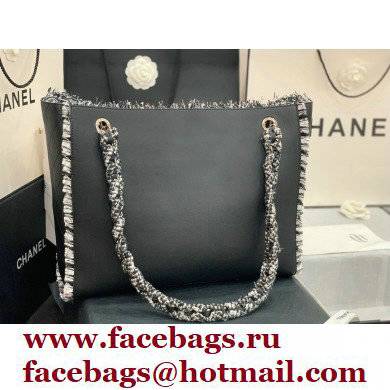 Chanel Calfskin/Tweed Shopping Tote Bag AS8485 Black 2021