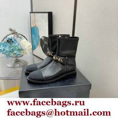 Chanel Calfskin and Grosgrain Ankle Boots G37808 Black 2021