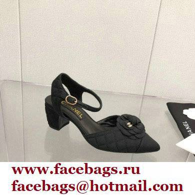 Chanel Camellia Open Shoes Slingbacks G38365 Grosgrain Black 2021