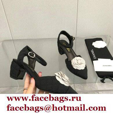 Chanel Camellia Open Shoes Slingbacks G38365 Grosgrain Black/White 2021