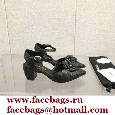 Chanel Camellia Open Shoes Slingbacks G38365 Lambskin Black 2021