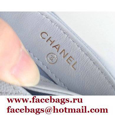 Chanel Classic Card Holder AP0213 in Original Grained Calfskin Light Gray