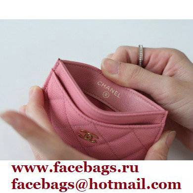 Chanel Classic Card Holder AP0213 in Original Grained Calfskin Pink