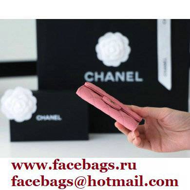 Chanel Classic Card Holder AP0214 in Original Grained Calfskin Pink
