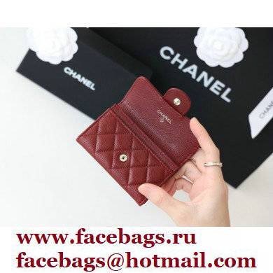 Chanel Classic Card Holder AP0214 in Original Grained Calfskin Red